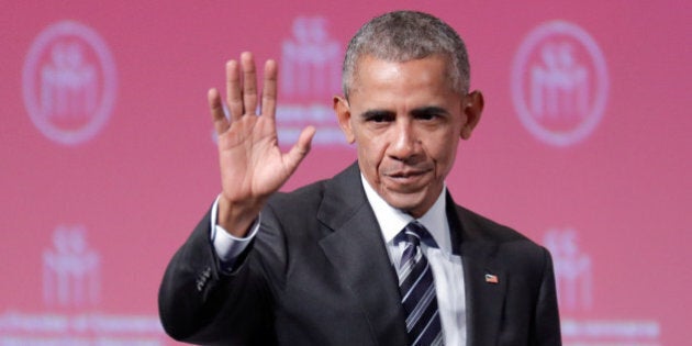 Former U.S. President Barack Obama waves after his keynote speech to the Montreal Chamber of Commerce at the Palais de Congres in Montreal, Quebec, Canada June 6, 2017. REUTERS/Dario Ayala