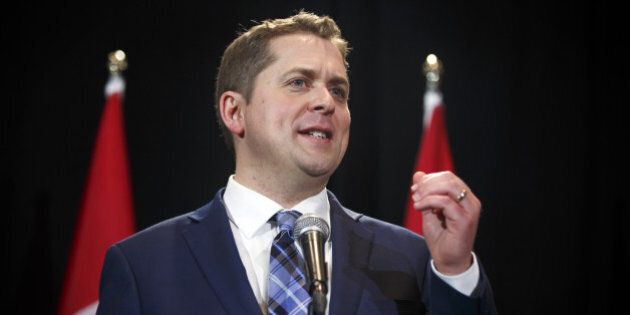 Andrew Scheer, leader of Canada's Conservative Party, speaks during a news conference following the Conservative Party Of Canada Leadership Conference in Toronto, Ontario, Canada, on Saturday, May 27, 2017. Canada's Conservative Party has settled on a stay-the-course candidate to be its next leader, electing Scheer to be Prime Minister Justin Trudeaus chief rival in a surprise multi-ballot victory. Photographer: Cole Burston/Bloomberg via Getty Images