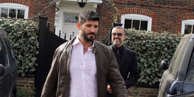 LONDON, UNITED KINGDOM - MARCH 14: George Michael and Fadi Fawaz are seen on March 14, 2012 in London, United Kingdom. (Photo by JJ/ROCHAS/Bauer-Griffin/GC Images)