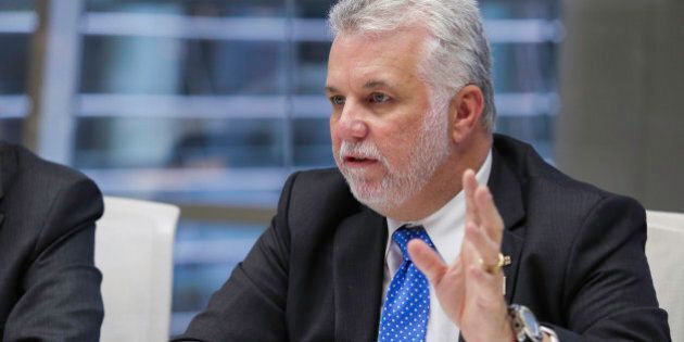 Philippe Couillard, Quebec's premier, speaks during an interview in New York, U.S., on Monday, Sept. 28, 2015. Couillard, leader of the Quebec Liberal Party, took office as Premier of the second largest province of Canada in 2014. Photographer: Chris Goodney/Bloomberg via Getty Images