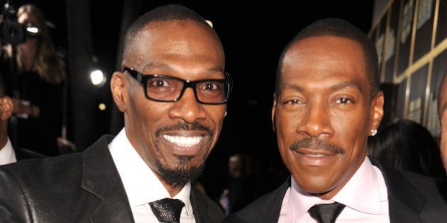 BEVERLY HILLS, CA - NOVEMBER 03: (L-R) Actor Charlie Murphy and honoree Eddie Murphy arrive at Spike TV's 'Eddie Murphy: One Night Only' at the Saban Theatre on November 3, 2012 in Beverly Hills, California. (Photo by Jeff Kravitz/FilmMagic)