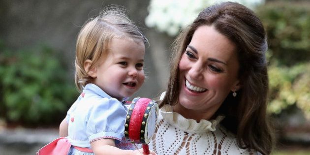 VICTORIA, BC - SEPTEMBER 29: Catherine, Duchess of Cambridge and Princess Charlotte of Cambridge at a children's party for Military families during the Royal Tour of Canada on September 29, 2016 in Victoria, Canada. Prince William, Duke of Cambridge, Catherine, Duchess of Cambridge, Prince George and Princess Charlotte are visiting Canada as part of an eight day visit to the country taking in areas such as Bella Bella, Whitehorse and Kelowna (Photo by Chris Jackson - Pool/Getty Images)