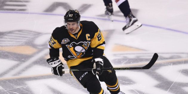 PITTSBURGH, PA - MAY 1: Pittsburgh Penguins Center Sidney Crosby (87) skates during the first period in Game Three of the Eastern Conference Second Round in the 2017 NHL Stanley Cup Playoffs between the Washington Capitals and the Pittsburgh Penguins on May 1, 2017, at PPG Paints Arena in Pittsburgh, PA. (Photo by Jeanine Leech/Icon Sportswire via Getty Images)