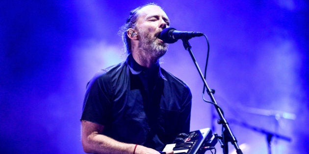 INDIO, CA - APRIL 21: Musician Thom Yorke of Radiohead performs on the Coachella Stage during day 1 of the 2017 Coachella Valley Music & Arts Festival (Weekend 2) at the Empire Polo Club on April 21, 2017 in Indio, California. (Photo by Rich Fury/Getty Images for Coachella)