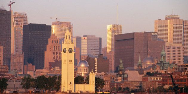 The skyline of Montreal, featuring the old clock tower.