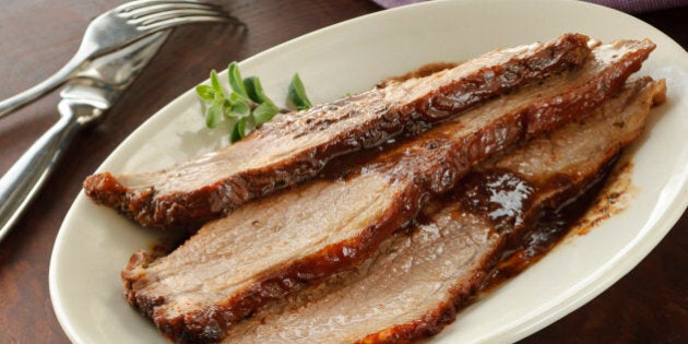 Beef brisket served on plate