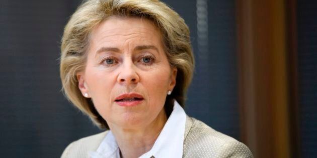 German Defence Minister Ursula von der Leyen talks during an interview with journalists at AFP's office in Berlin on March 14, 2017. / AFP PHOTO / David GANNON (Photo credit should read DAVID GANNON/AFP/Getty Images)