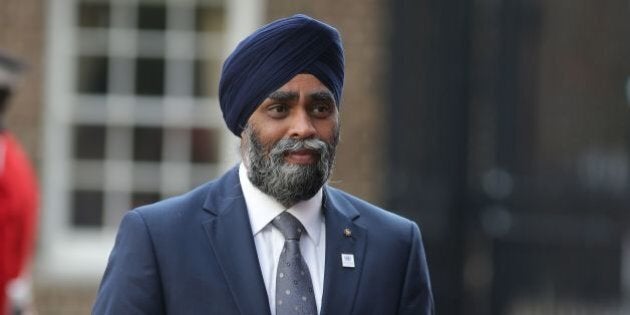 Canadian Minister of National Defence Sajjan Harjit arrives for the UN Peacekeeping Defence Ministerial meetings at Lancaster House in London on September 8, 2016.The meeting follows the Leaders Summit on Peacekeeping in September 2015. / AFP / DANIEL LEAL-OLIVAS (Photo credit should read DANIEL LEAL-OLIVAS/AFP/Getty Images)