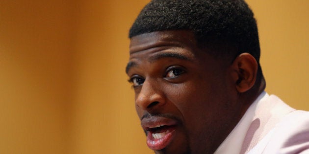 LAS VEGAS, NV - JUNE 21: P.K. Subban of the Montreal Canadiens speaks with the media during a press availability on June 21, 2016 at the Encore Ballroom in Las Vegas, Nevada. The 2016 NHL Award Ceremony will by held on June 22 at the Encore Theater at Wynn Las Vegas. (Photo by Bruce Bennett/Getty Images)