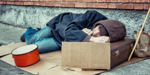 Homeless Sleeping on Sidewalk