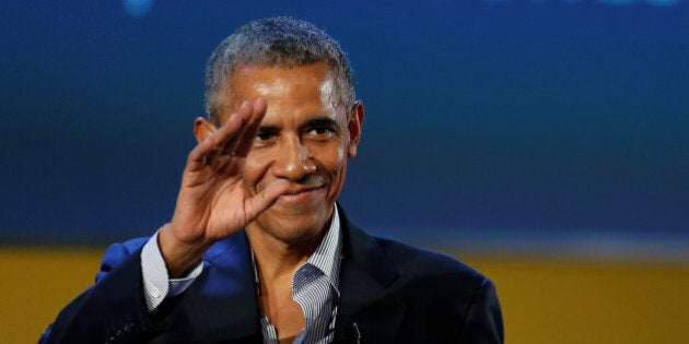 Former U.S. President Barack Obama waves after speaking at the Global Food Innovation Summit in Milan, Italy May 9, 2017. REUTERS/Alessandro Garofalo