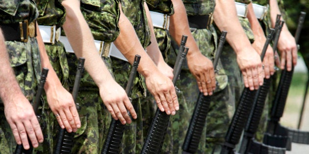 Final rehearsal prior to a military parade at a Canadian military air force base in Trenton, Ontario, Canada.