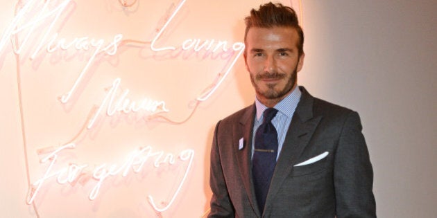 LONDON, ENGLAND - MARCH 10: David Beckham attends a charity auction of 'David Beckham: The Man' hosted by Phillips at their European Headquarters and catered by Sexy Fish on March 10, 2016 in London, England. The auction is in support of '7: The David Beckham UNICEF Fund' and UK charity 'Positive View Foundation'. (Photo by David M. Benett/Dave Benett/Getty Images for Phillips Auctioneers)