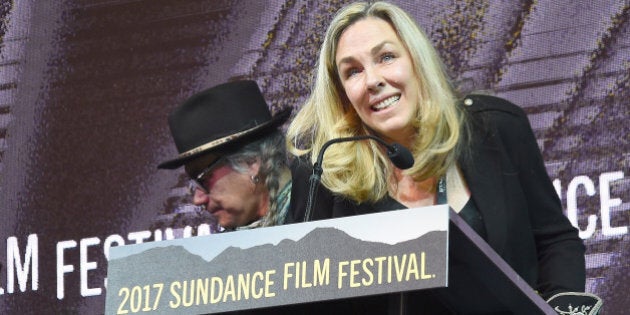 PARK CITY, UT - JANUARY 28: Producer Catherine Bainbridge speaks during the 2017 Sundance Film Festival Awards Night Ceremony at Basin Recreation Field House on January 28, 2017 in Park City, Utah. (Photo by Nicholas Hunt/Getty Images for Sundance Film Festival)