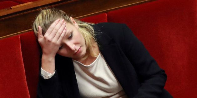 French MP Marion Marechal-Le Pen looks on during a session of the French National Assembly on a draft law on broaden the crime of obstruction of abortion to websites, on December 1, 2016 in Paris. / AFP / JACQUES DEMARTHON (Photo credit should read JACQUES DEMARTHON/AFP/Getty Images)