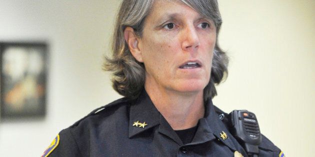 WEST BROOK, ME - AUGUST 18: Westbrook Police Chief Janine Roberts and other city officials held a community meeting to discuss police's recovering of threatening notes against the city's Muslim community. (Photo by John Ewing/Portland Press Herald via Getty Images)