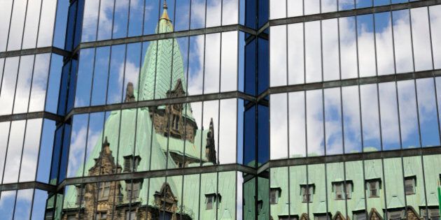 Parliament Building Reflection on Glass