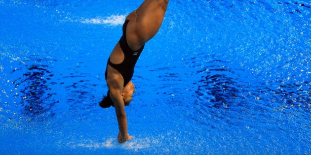 GATINEAU, QC - APRIL 6: Jennifer Abel of Canada competes in the Women's 3m Prelim during Day One of the 2017 Canada Cup/FINA Diving Grand Prix at Centre Sportif de Gatineau on April 6, 2017 in Gatineau, Canada. (Photo by Vaughn Ridley/Getty Images)