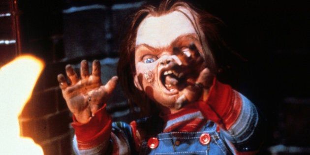 Chucky near flames in a scene from the film 'Child's Play', 1988. (Photo by United Artists/Getty Images)