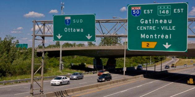 GATINEAU, CANADA - JUNE 30: The Highway 5 freeway, across the river from Ottawa, is viewed on June 30, 2012 in Gatineau, Canada. Ottawa, the captial of Canada, is the fourth largest city in the nation and home to the largest Canada Day celebration. (Photo by George Rose/Getty Images)