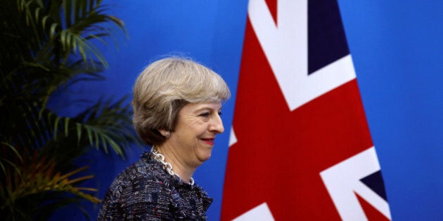 British Prime Minister Theresa May arrives at a news conference after the closing of G20 Summit in Hangzhou, Zhejiang Province, China, September 5, 2016. REUTERS/Damir Sagolj