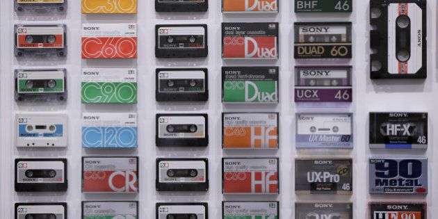 Various Sony Corp. cassette tapes are displayed at the 'It's a Sony' exhibition in Tokyo, Japan, on Saturday, Nov. 12, 2016. The exhibition officially opens today and runs until Feb. 12, 2017. Photographer: Kiyoshi Ota/Bloomberg via Getty Images