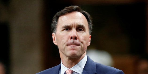 Canada's Finance Minister Bill Morneau pauses while speaking during Question Period in the House of Commons on Parliament Hill in Ottawa, Ontario, Canada October 31, 2016. REUTERS/Chris Wattie