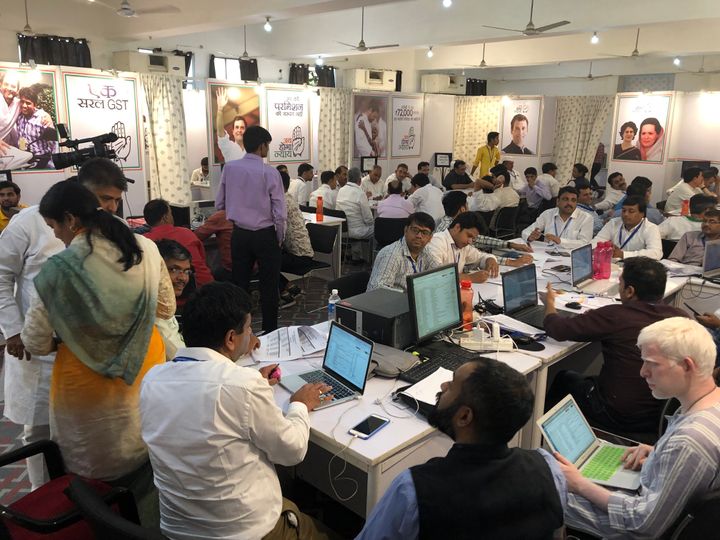 Congress's War Room in Jaipur on the day of polling on May 6, 2019