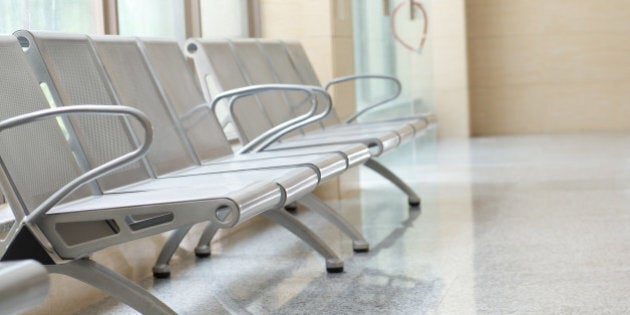 chairs in the hospital hallway. ...