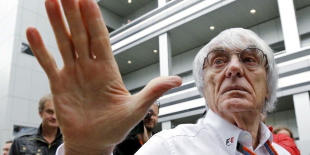 Formula One supremo Bernie Ecclestone speaks to the media at the paddock area ahead of the Russian F1 Grand Prix in Sochi, Russia, October 9, 2015. REUTERS/Maxim Shemetov