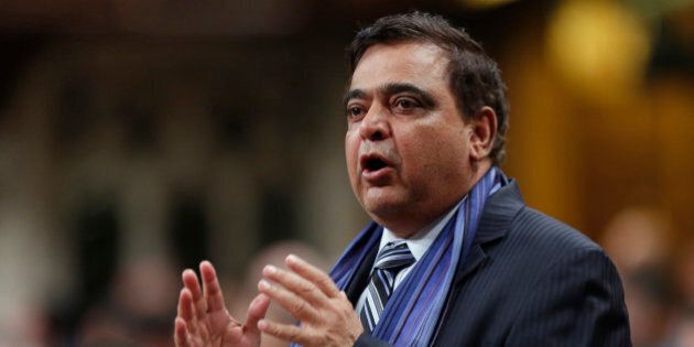 Conservative Member of Parliament Deepak Obhrai speaks during Question Period in the House of Commons on Parliament Hill in Ottawa April 2, 2014. REUTERS/Chris Wattie (CANADA - Tags: POLITICS)