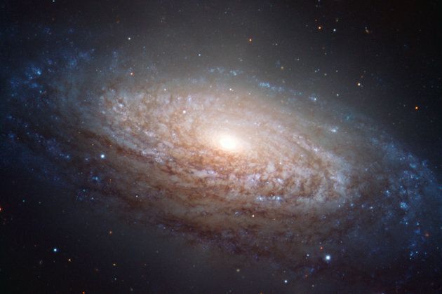 La galaxie NGC 3521, vue de biais depuis la Terre.