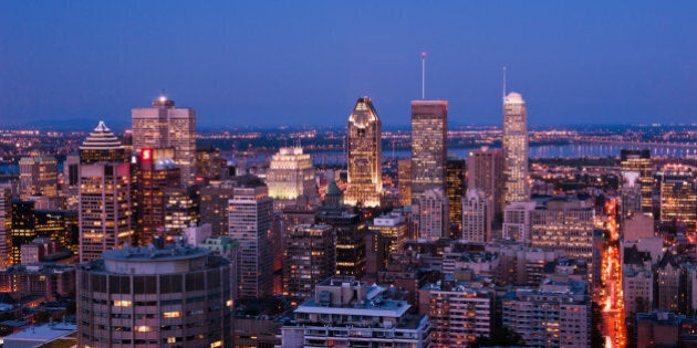 Montreal downtown in dusk skyline.