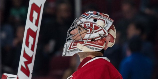 October 6, 2016: Montreal Canadiens goalie Carey Price (31) looking at the board during the second period of a preseason NHL game between the Toronto Maple Leafs and the Montreal Canadiens at the Bell Centre in Montreal, QC (Photo by Vincent Ethier/Icon Sportswire via Getty Images)