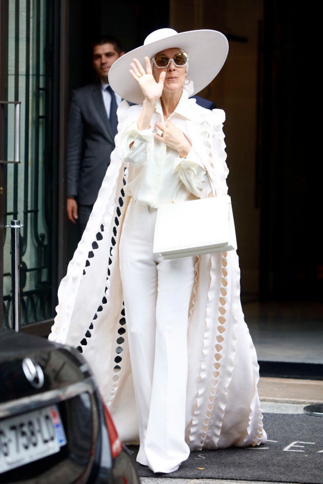 Celine Dion leaves her hotel in Paris, France, on July 12, 2017. (Photo by Mehdi Taamallah/NurPhoto via Getty Images)