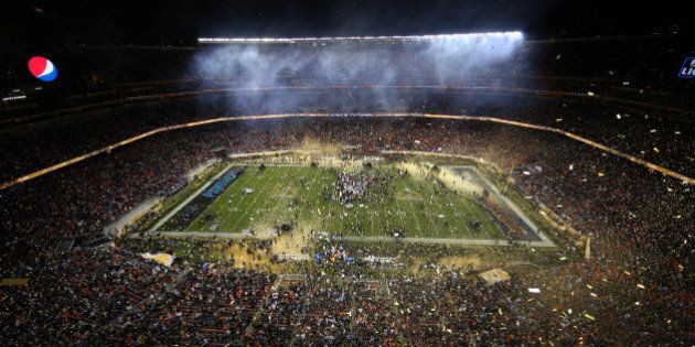 Feb 7, 2016; Santa Clara, CA, USA; A general view of the celebration of the Denver Broncos following their win in Super Bowl 50 against the Carolina Panthers 24-10 at Levi's Stadium. Mandatory Credit: Robert Hanashiro-USA TODAY Sports