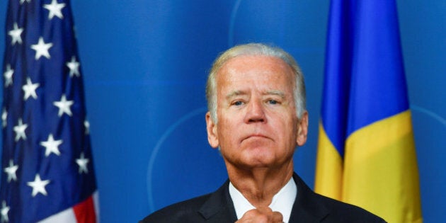 U.S. Vice President Joe Biden gestures during a news conference at the Swedish government offices, Rosenbad in Stockholm, Sweden, August 25, 2016. REUTERS/Anders Wiklund/TT News Agency ATTENTION EDITORS - THIS IMAGE WAS PROVIDED BY A THIRD PARTY. FOR EDITORIAL USE ONLY. NOT FOR SALE FOR MARKETING OR ADVERTISING CAMPAIGNS. THIS PICTURE IS DISTRIBUTED EXACTLY AS RECEIVED BY REUTERS, AS A SERVICE TO CLIENTS. SWEDEN OUT. NO COMMERCIAL OR EDITORIAL SALES IN SWEDEN. NO COMMERCIAL SALES.