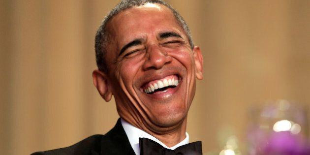U.S. President Barack Obama laughs at the White House Correspondents' Association annual dinner in Washington, U.S., April 30, 2016. REUTERS/Yuri Gripas