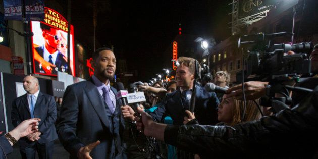 Cast member Will Smith is interviewed at the premiere of