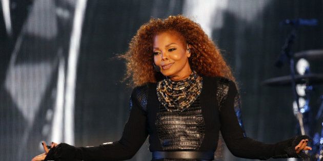 US singer Janet Jackson performs during the Dubai World Cup horse racing event on March 26, 2016 at the Meydan racecourse in the United Arab Emirate of Dubai.Janet Jackson returned to the stage after a four-month hiatus for mysterious health reasons, bringing her energetic dance show to Dubai. / AFP / KARIM SAHIB (Photo credit should read KARIM SAHIB/AFP/Getty Images)
