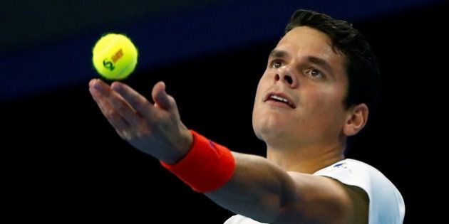 Tennis - China Open Men's Singles First Round - Beijing, China - 04/10/16. Canada's Milos Raonic plays against Germany's Florian Mayer. REUTERS/Thomas Peter