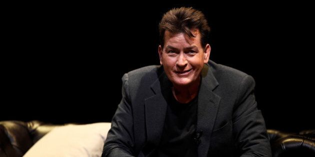 U.S. actor Charlie Sheen speaks during 'An Evening with Charlie Sheen' at the Theatre Royal, Drury Lane in London, Britain June 19, 2016. REUTERS/Dylan Martinez