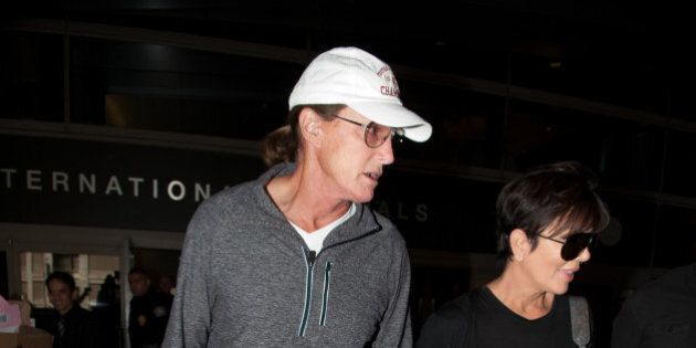 LOS ANGELES, CA - APRIL 02: Bruce Jenner and Kris Jenner are seen at LAX on April 02, 2014 in Los Angeles, California. (Photo by GONZALO/Bauer-Griffin/GC Images)