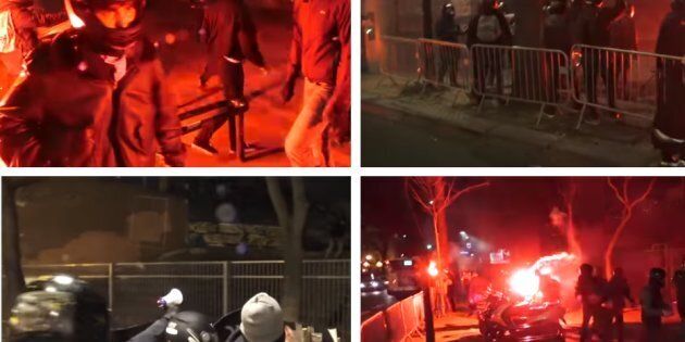 Sur les images tournées par cette agence proche de l'extrême droite, on distingue des individus masqués injuriant et attaquant les grévistes à coups de projectiles.