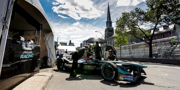 Une voiture de Formule E lors du ePrix de Montréal.