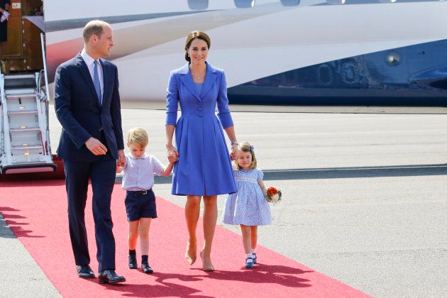 The duke and duchess with their children during an official visit to Poland and Germany on July 19, 2017 in Berlin.