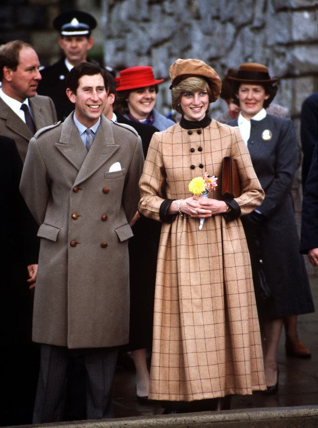 Prince Charles and Princess Diana visit Wales in November 1982. Her suede beret is by John Boyd.
