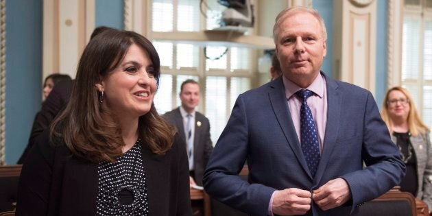 Jean-François Lisée aux côtés de sa vice-chef Véronique Hivon.