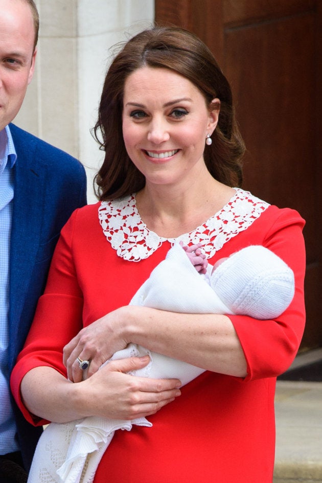 The Duchess of of Cambridge, probably dreaming of burning her high heels, pictured outside the Lindo Wing at St Mary's Hospital in Paddington, London.