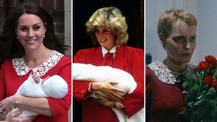 Kate Middleton presents Prince Louis in 2018. Princess Diana presents Prince Harry in 1984. Rosemary presents us with nightmares forever, circa 1968.